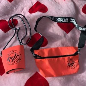 PINK Coral Fanny Pack and Bottle Holder Set